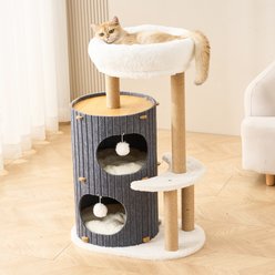 Hittite Indoor 36-in Modern Faux-Fur Cat Tree Tower & Condo with Scratching Posts, Cozy Bed Caves & Washable Cushions, Gray slide 2 of 9