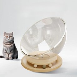 NonoPets Space Capsule Cat Bed with Wood Turntable Catnip Ball Track Toy, 12 x 16-in slide 2 of 3