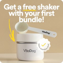 VitaDog Nutrition Dog Supplement Bundle: Daily All-in-One Powder Peanut Butter Flavor, 21.2-oz bag + Custom Blend Oil Liquid, 1-fl oz bottle slide 2 of 9