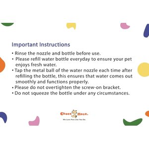 Choco Nose No Drip Dog & Cat Water Bottle, Color Varies, 16mm Nozzle, 10.2-fl oz