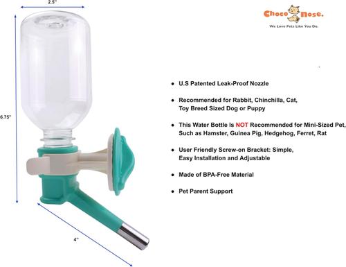 Show full view: Choco Nose No-Drip Small Animal Water Bottle, Color Varies, 13mm Nozzle slide 2 of 8