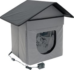 Kitty City Outdoor Thermoplastic Rubber Heated Cat House, Grey