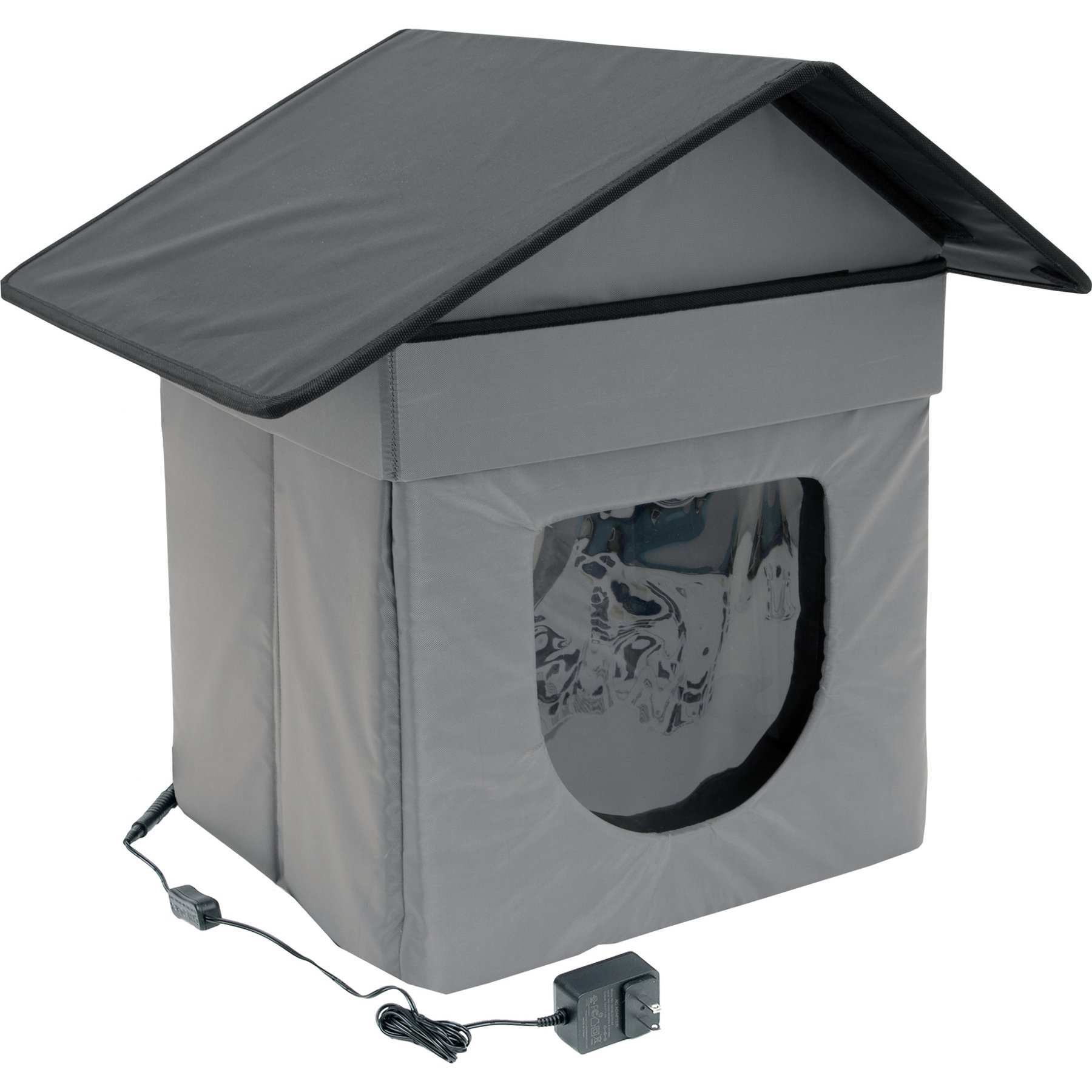 Kitty City Outdoor Thermoplastic Rubber Heated Cat House, Grey