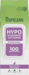 TropiClean Hypoallergenic Unscented Dog & Cat Grooming Wipes, White, 100 count