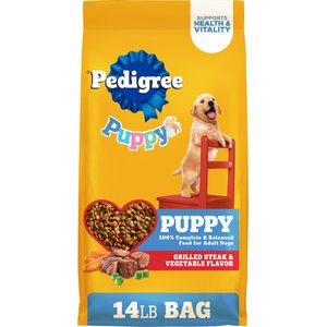 Pedigree Puppy Growth & Protection Grilled Steak & Vegetable Flavor Dry Dog Food, 14-lb bag