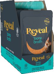 Reveal Natural Fish Bone Broth with Tuna Fillet Cat Food Topper, 3-oz pouch, case of 6