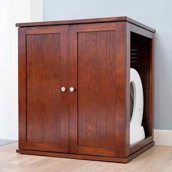 The Refined Feline Self Cleaning Cat Litter Box Cabinet, Cottage Door, Mahogany