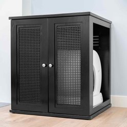 The Refined Feline Self Cleaning Cat Litter Box Cabinet, Cane Door, Espresso