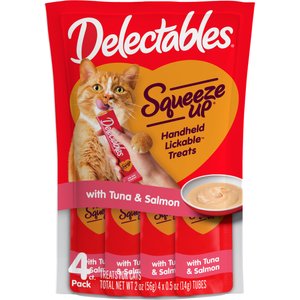 Delectables Squeeze Up Tuna & Salmon Grain-Free Lickable Cat Treats, 0.5-oz tube, 4 count