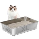 FUTAM High Sided Stainless Steel Cat Litter Box, X-Large, 1 count