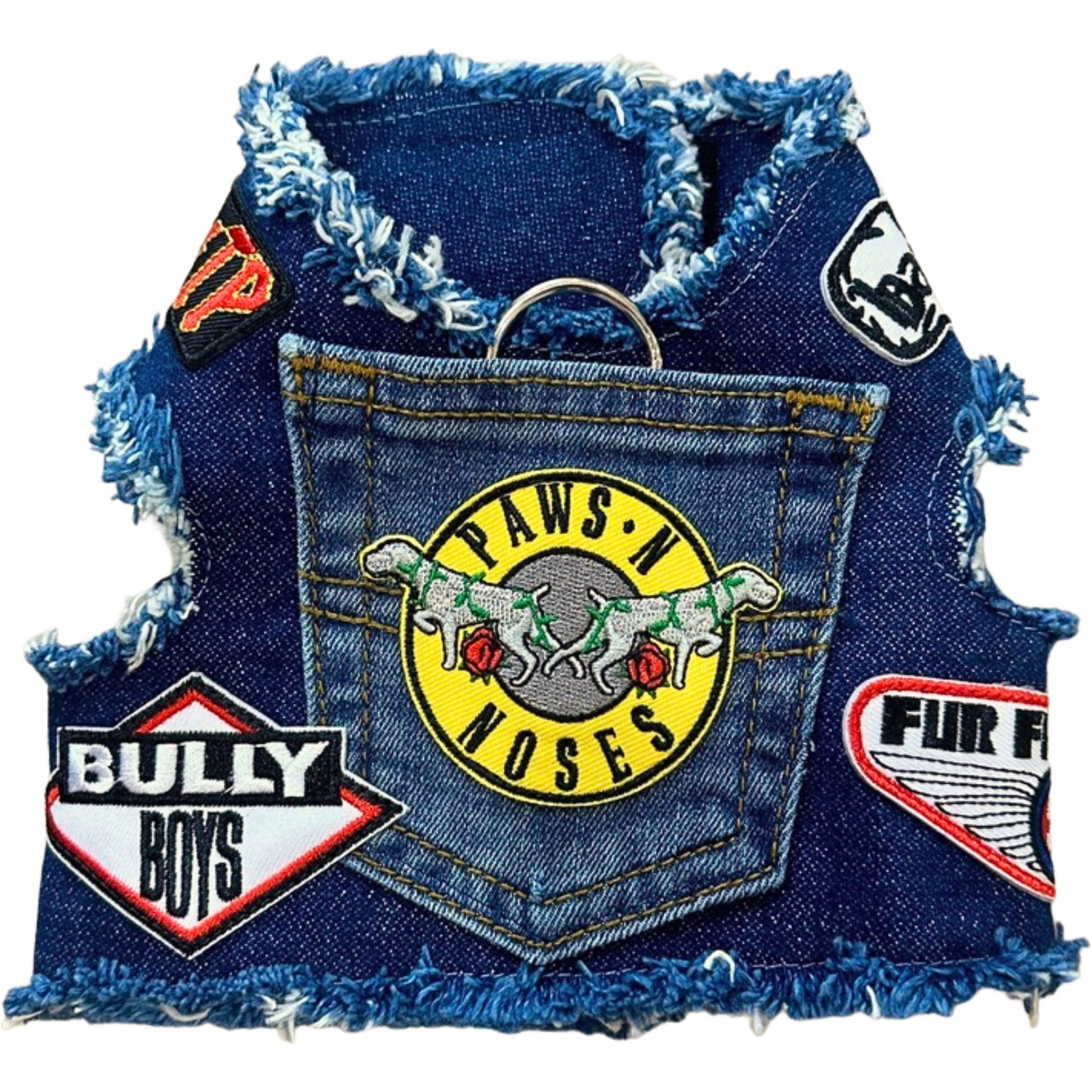 Heads or Tails Pup Ruff & Roll Denim Dog Harness, X-Small: 13 to 15-in chest