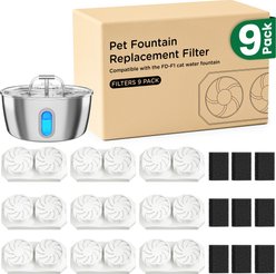 Neareal Version C Replacement Filters & Sponges for 74-oz Cat Water Fountain, 9 count