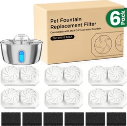 Neareal Version C Replacement Filters & Sponges for 74-oz Cat Water Fountain, 6 count