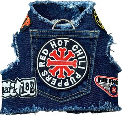 Heads or Tails Pup Ruff & Roll Denim Dog Harness, XX-Small: 10 to 12-in chest
