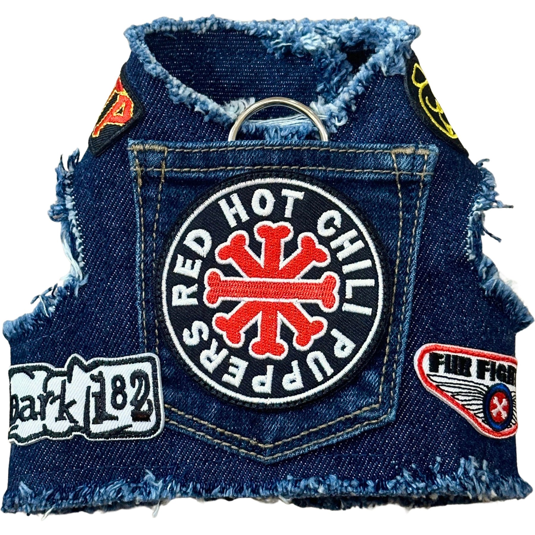 Heads or Tails Pup Ruff & Roll Denim Dog Harness, XX-Small: 10 to 12-in chest