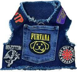 Heads or Tails Pup Ruff & Roll Denim Dog Harness, Large: 22 to 25 -in chest