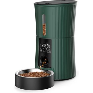 PATPET Timed Automatic Dog & Cat Feeder with 10s Voice Recorder, 4-L, Green