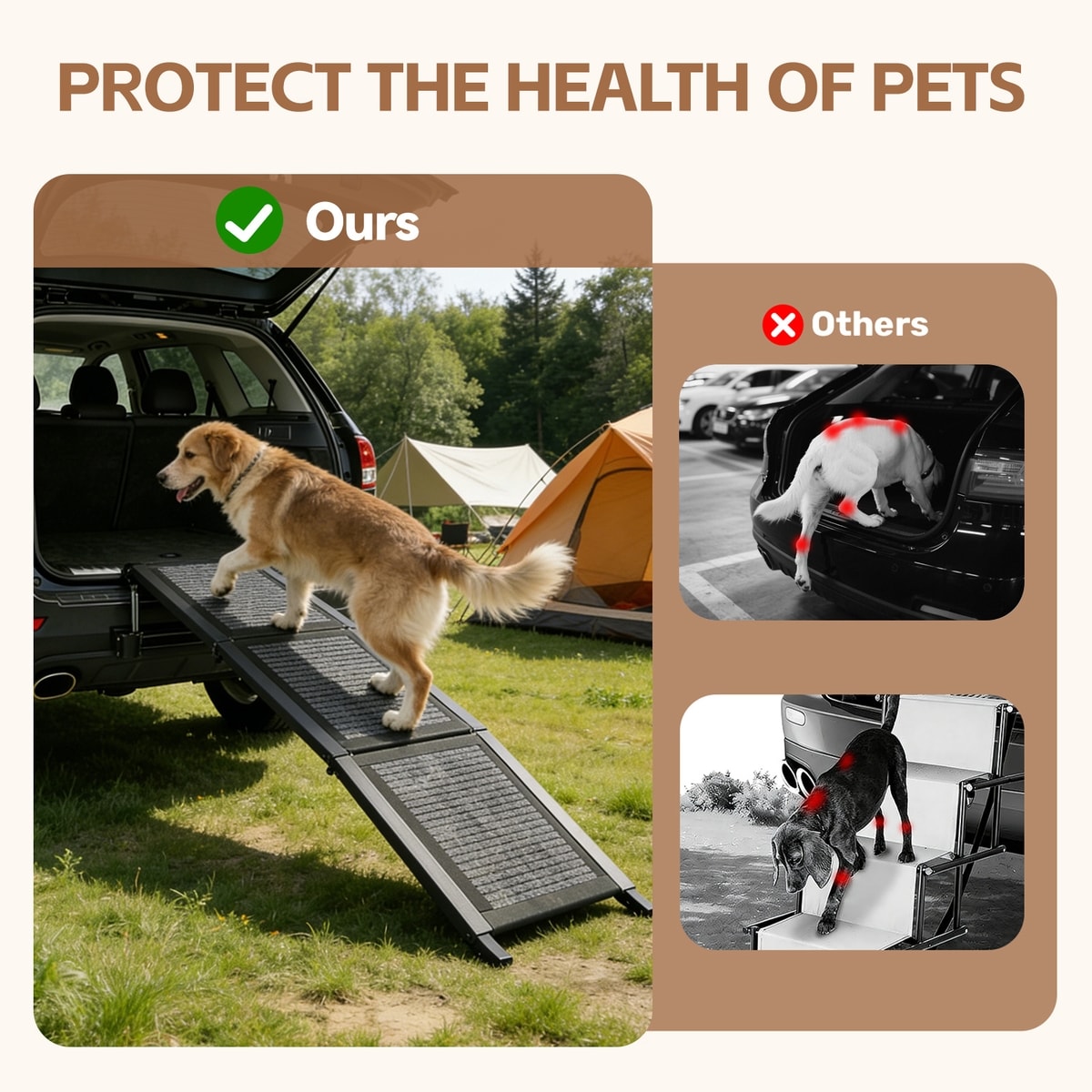 Moe Ramp HEEYOO Folding Dog Ramp for Car with Non-Slip Rug Surface, Black, 60 x ...