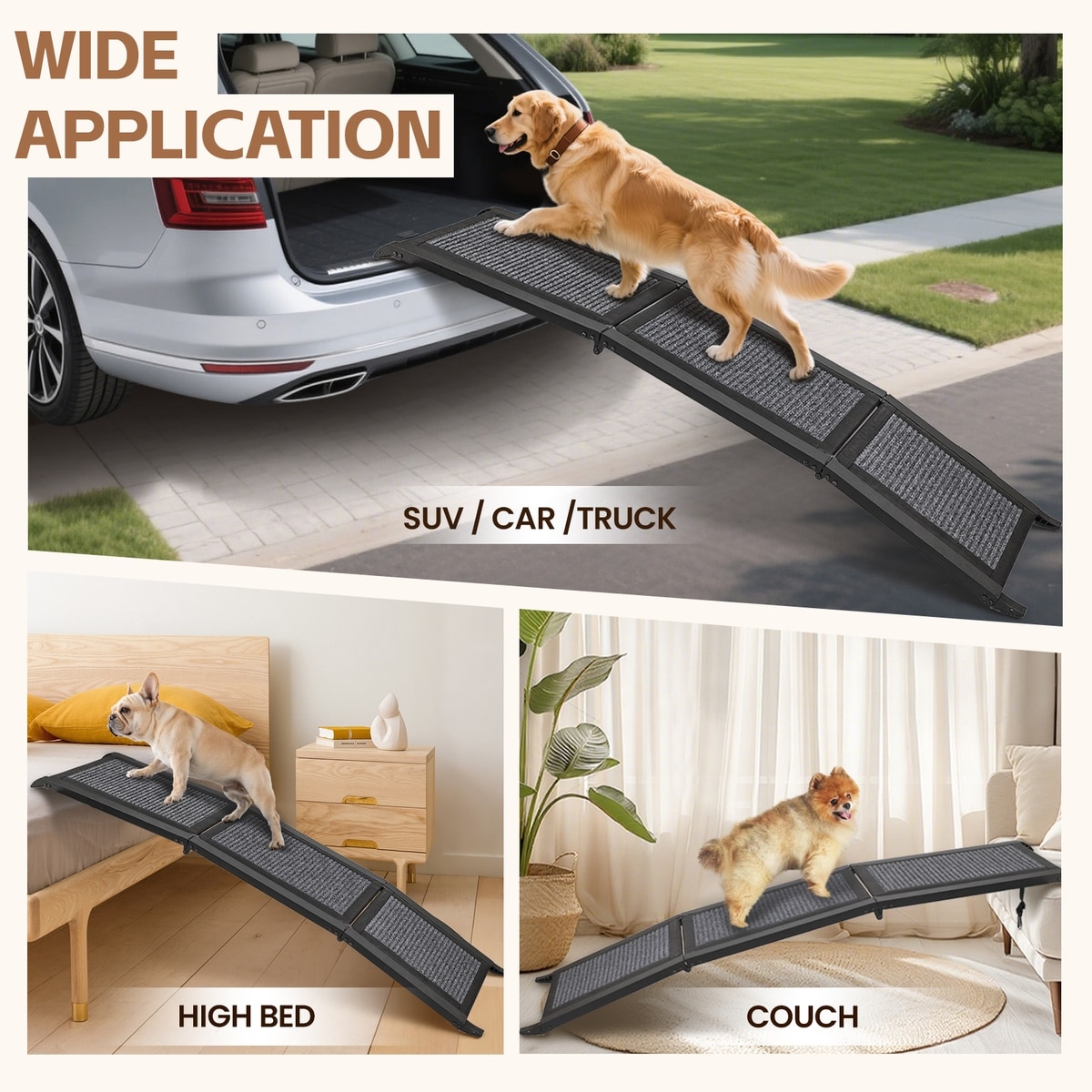 Moe Ramp HEEYOO Folding Dog Ramp for Car with Non-Slip Rug Surface, Black, 60 x ...