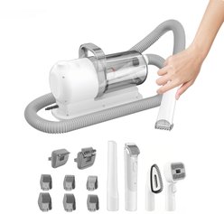 Decflow Vacuum Suction Hair Clipper Multifunctional Dog Grooming Kit, white