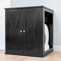 The Refined Feline Self Cleaning Cat Litter Box Cabinet, Farmhouse Door, Espresso
