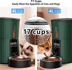 PATPET Timed Automatic Dog & Cat Feeder with 10s Voice Recorder, 4-L, Green slide 2 of 9