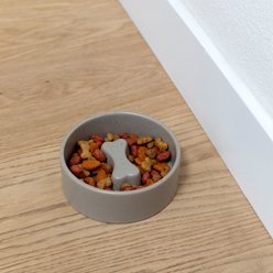 Fringe Studio Speckled Bone Taupe Stoneware Slow Feeder Dog Bowl, Multicolor, Medium slide 2 of 2