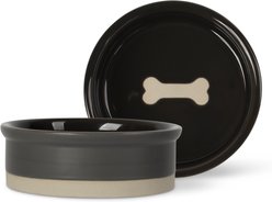 Fringe Studio Bone Charcoal Stoneware Dog Bowl, Multicolor, Small