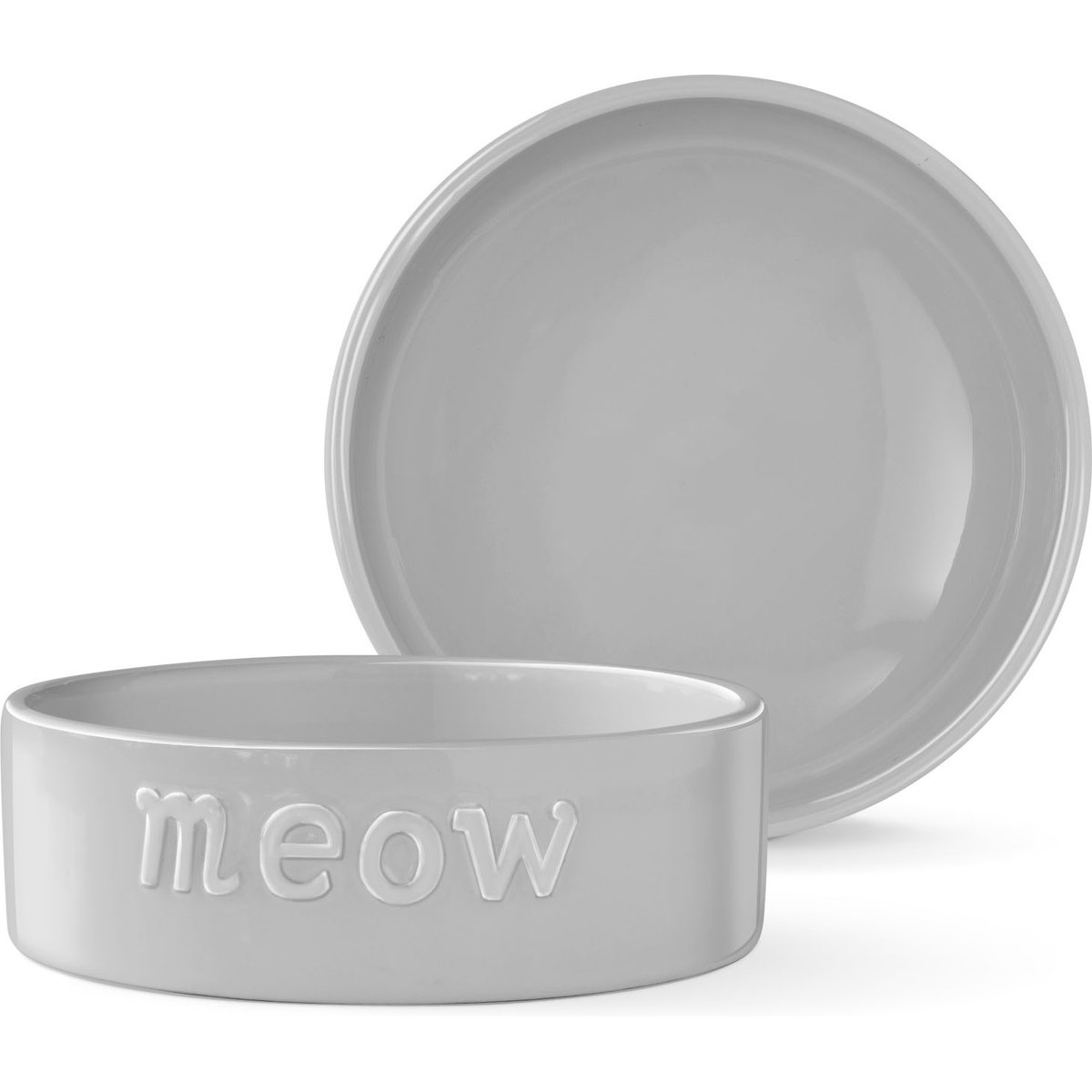 Fringe Studio Meow Gray Stoneware Cat Bowl, Multicolor, Small: 1.5-cup