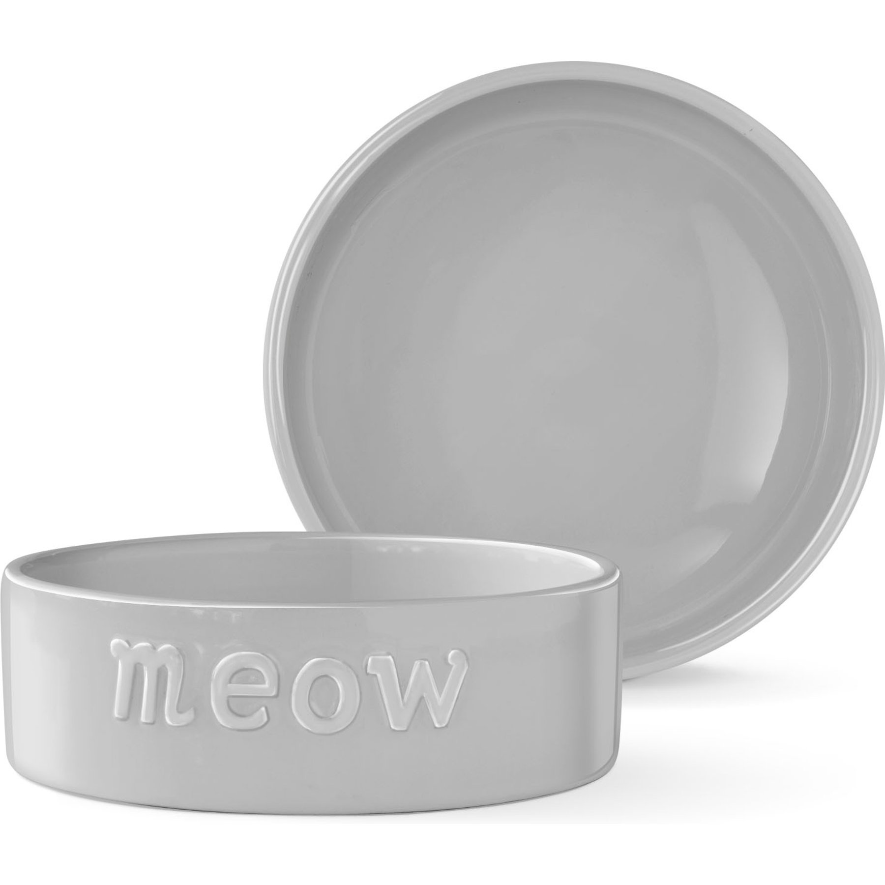 Fringe Studio Meow Gray Stoneware Cat Bowl, Multicolor, Small: 1.5-cup