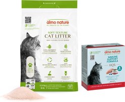 Almo Nature Essential Pack: Unscented Clumping Plant-Based Cat Litter, 10-lb bag + HQS Immune Support Shredded Chicken Recipe with Blueberry in Gravy Wet Cat Food, 1.77-oz can, case of 6