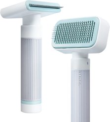 Pet Marvel Cat Deshedding Brush & Slicker Brush Self-Cleaning Grooming Tool Set, Grey