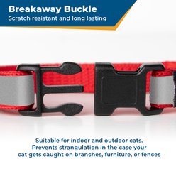 GoTags Personalized Reflective Breakaway Cat Collar with Engraved Nameplate Tag, Safety Release Buckle & Bell, 8 to 12-in neck, 1/2-in wide, Forest Green/Honey Gold slide 2 of 7