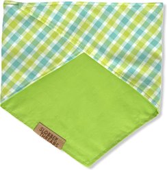 Slobber Threads Bluebell Gingham Triangle Tie-On Dog Bandana, XX-Large slide 2 of 3