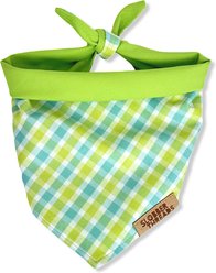 Slobber Threads Bluebell Gingham Triangle Tie-On Dog Bandana, Small