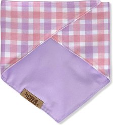 Slobber Threads Lavender Gingham Triangle Tie-On Dog Bandana, Pink, Large slide 2 of 3