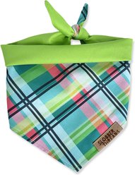 Slobber Threads Meadow Plaid Triangle Tie-On Dog Bandana, Multicolor, Small