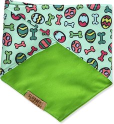 Slobber Threads Easter Egg Hunt Triangle Tie-On Dog Bandana, Blue, XX-Large slide 2 of 3