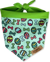 Slobber Threads Easter Egg Hunt Triangle Tie-On Dog Bandana, Blue, Small