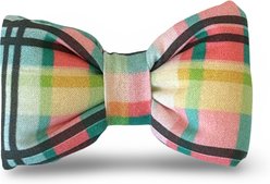 Slobber Threads Meadow Plaid Slip On Dog Bowtie, Multicolor