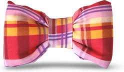 Slobber Threads Plaid Slip On Dog Bowtie, Pink