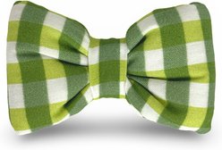 Slobber Threads Spruce Gingham Slip On Dog Bowtie, Green