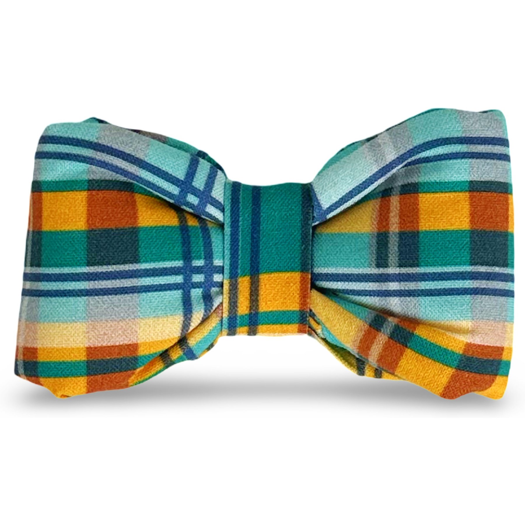Slobber Threads Plaid Slip On Dog Bowtie, Blue