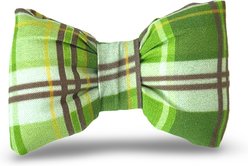 Slobber Threads Lucky Plaid Slip On Dog Bowtie, Green