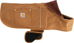 Carhartt Firm Duck Solid Waterproof Insulated Weather Resistant Jacket Dog Chore Coat, Carhartt Brown / Brass, Large