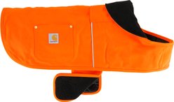 Carhartt Firm Duck Solid Waterproof Insulated Weather Resistant Jacket Dog Chore Coat, Hunter Orange / Brass, Small