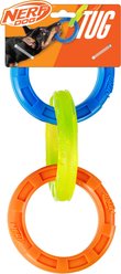 Nerf Dog 3-Ring TPR Tug Dog Toy, Blue/Green/Orange, 11.5-in