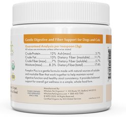 Wholistic Pet Organics Organic Pumpkin Flavored Powder Plus Digestive & Fiber Support Supplement for Dogs & Cats, 8-oz slide 2 of 3
