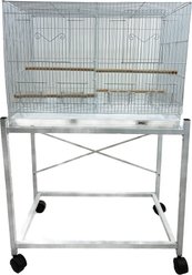 YML Bird Breeding Cage with Wheeled Stand, Small, White