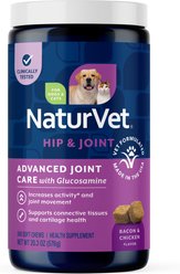 NaturVet Advanced Joint Care Hip & Joint Bacon & Chicken Flavored Supplement for Dogs & Cats, 240 count